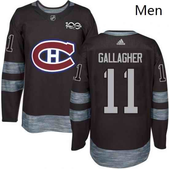 Mens Adidas Montreal Canadiens 11 Brendan Gallagher Authentic Black 1917 2017 100th Anniversary NHL Jersey